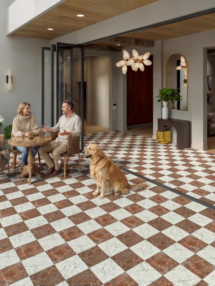 Majestic Rosso Italian Marble Effect Porcelain Tile - 300x300x9mm