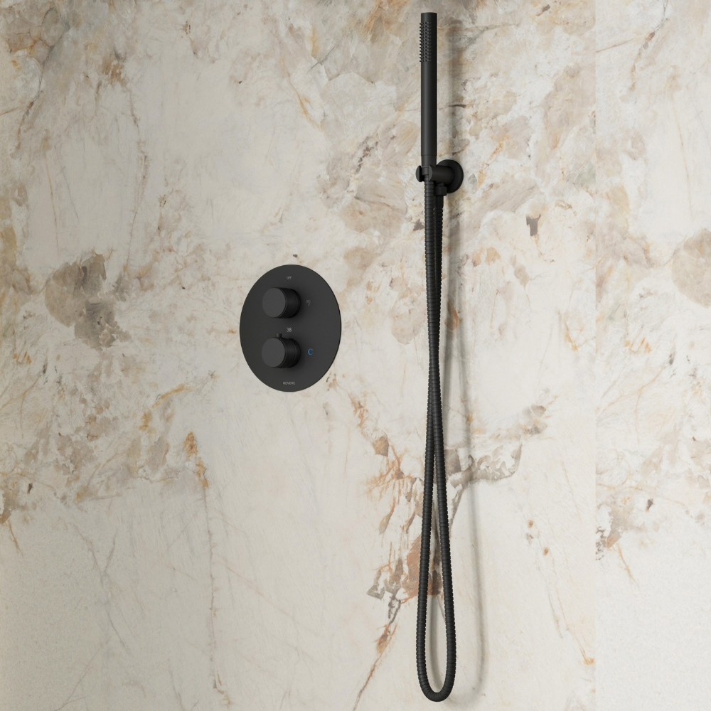 Amalfi Matt Black Thermostatic Shower with Hand Held Shower Head