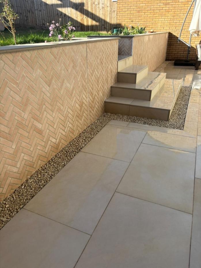 Beige Smooth Sandstone Effect Outdoor Porcelain Paving Slabs - 900x600x20mm
