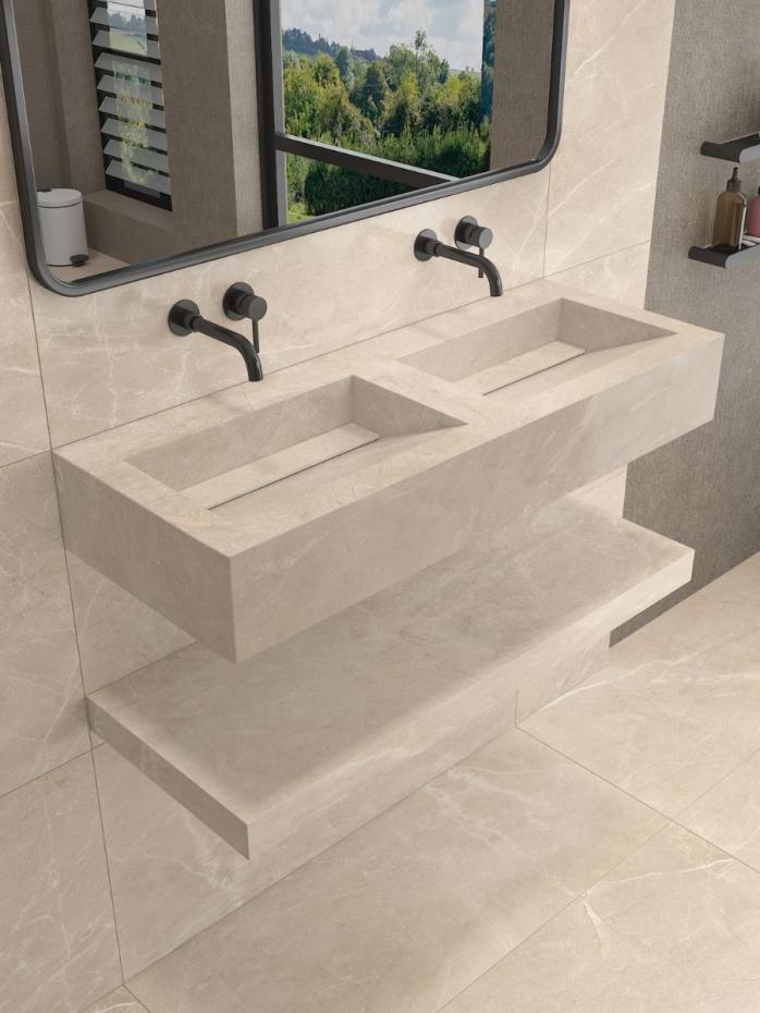 Marfil Ivory Onyx Sink and Shelf - 1200mm