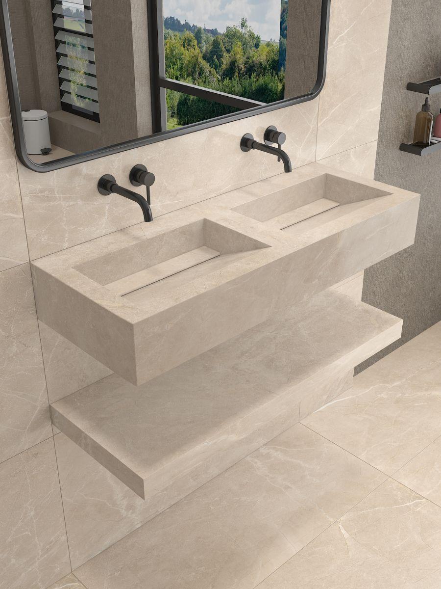 Marfil Ivory Onyx Sink and Shelf - 1200mm