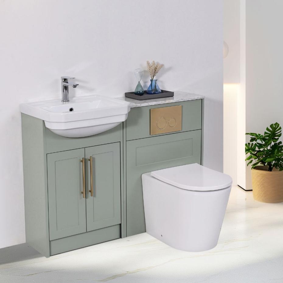 Imperial Sage Green Combination Bathroom Suite - Vanity Unit with WC unit & Toilet - 1200mm