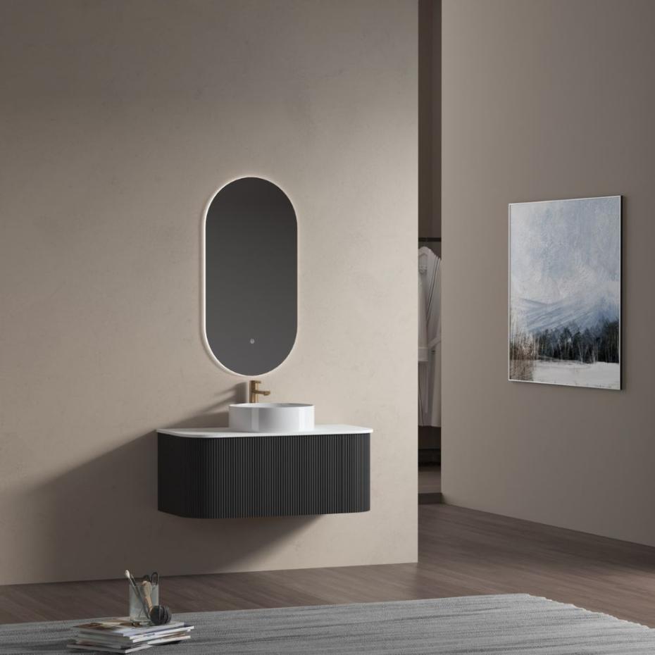 Bali Matt Black Vanity With Side Racks - 900mm