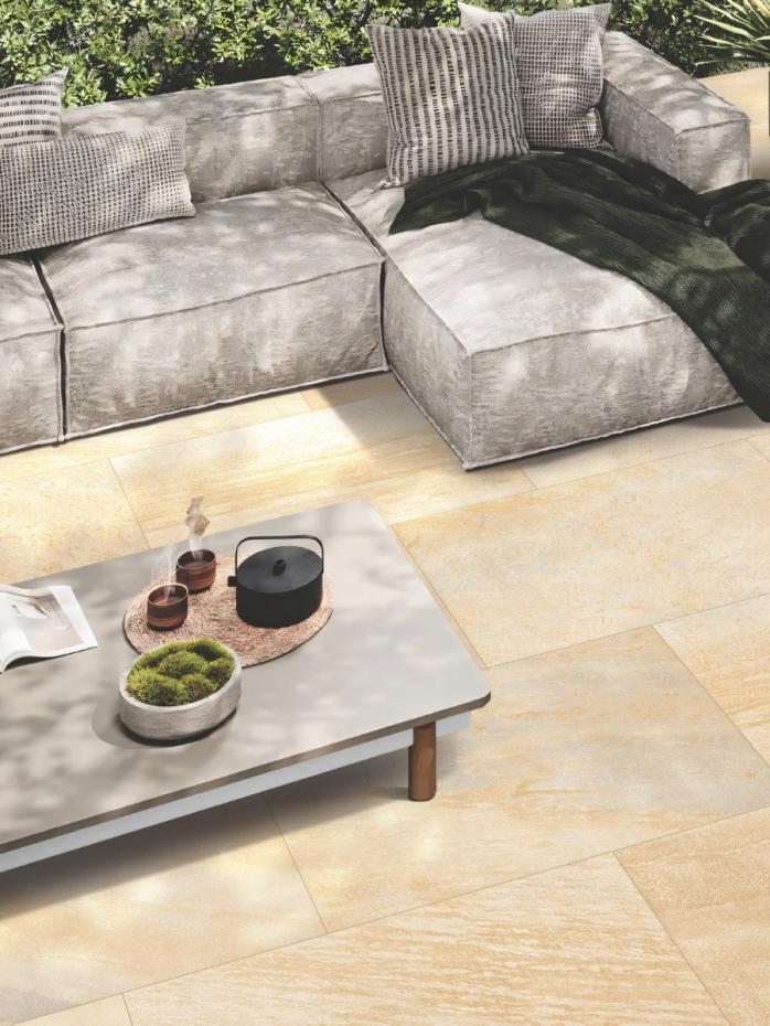 Grafiti Beige Outdoor Porcelain Paving Slabs - 900x600x20mm