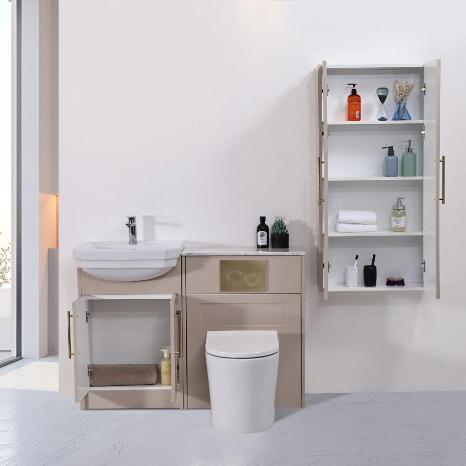 Imperial Light Beige Complete Freestanding Vanity Unit Set With Side Cabinet- 1200mm