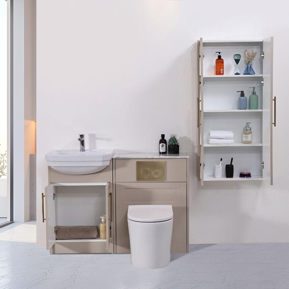 Imperial Light Beige Complete Freestanding Vanity Unit Set With Side Cabinet- 1200mm