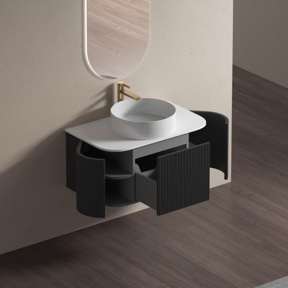 Bali Matt Black Vanity With Side Racks - 750mm