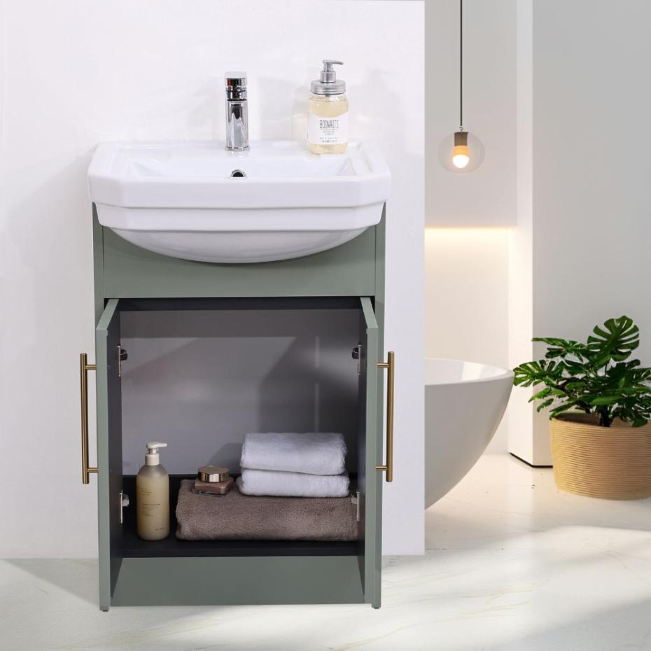 Imperial Sage Green Freestanding Vanity Unit - 600mm