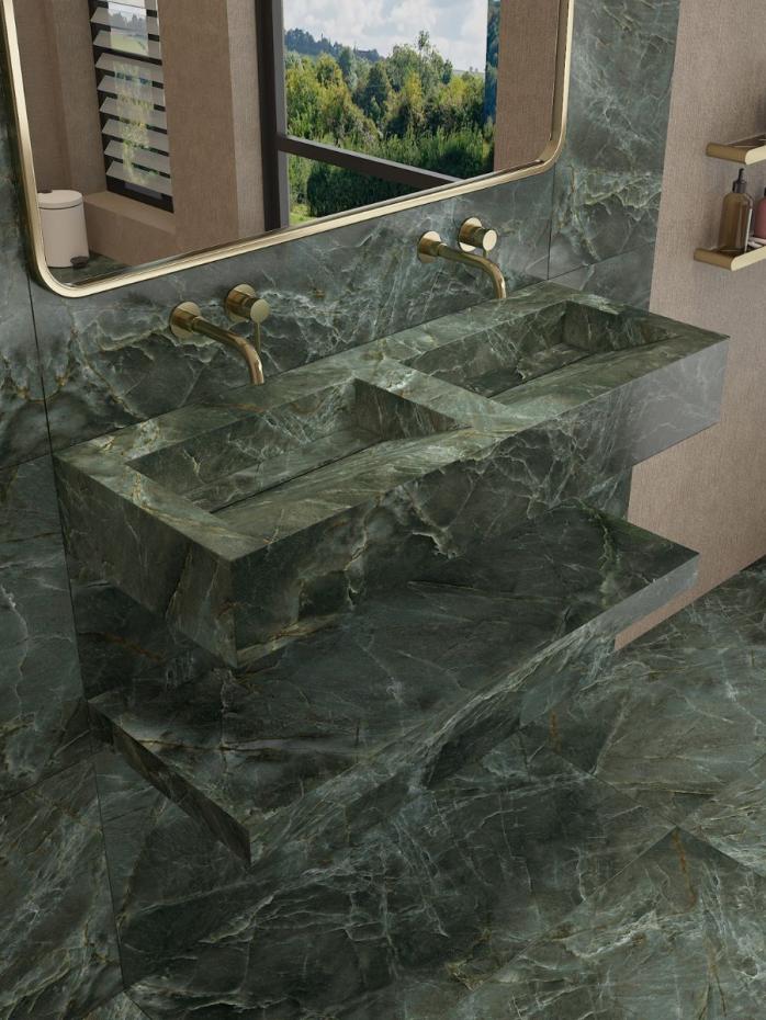 Manos Green Onyx Sink and Shelf - 1200mm