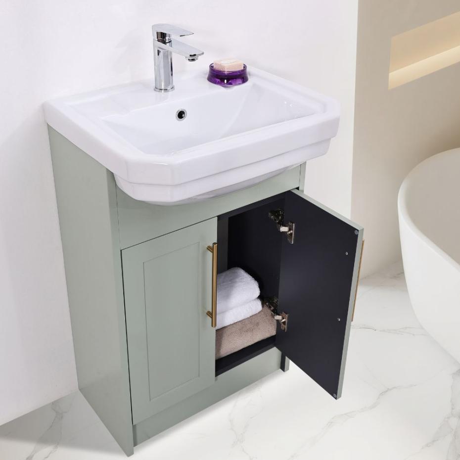 Imperial Sage Green Freestanding Vanity Unit - 600mm