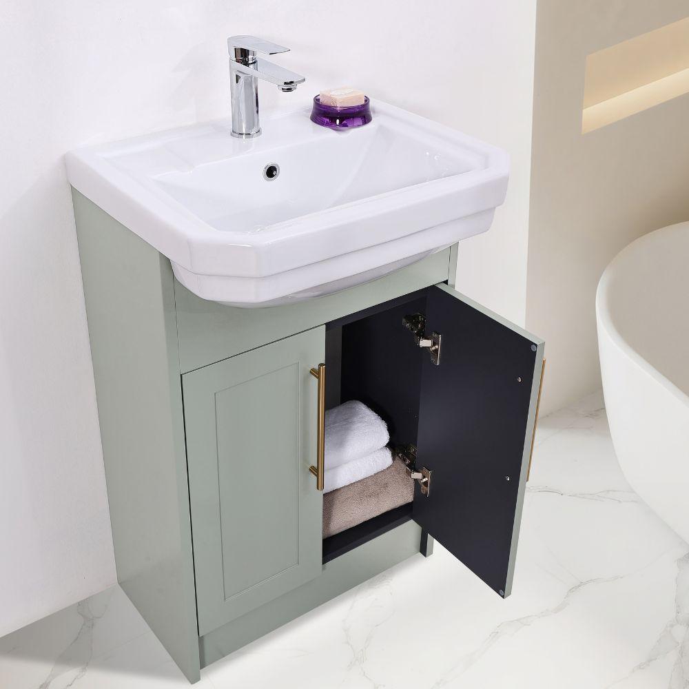 Imperial Sage Green Freestanding Vanity Unit - 600mm