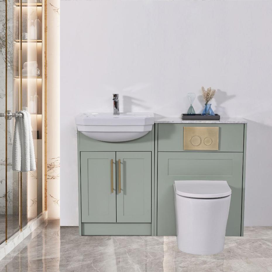 Imperial Sage Green Combination Bathroom Suite - Vanity Unit with WC unit & Toilet - 1200mm