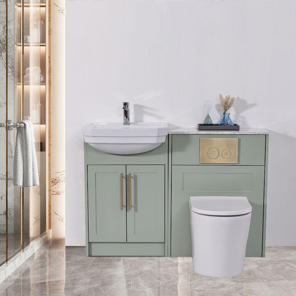 Imperial Sage Green Combination Bathroom Suite - Vanity Unit with WC unit & Toilet - 1200mm
