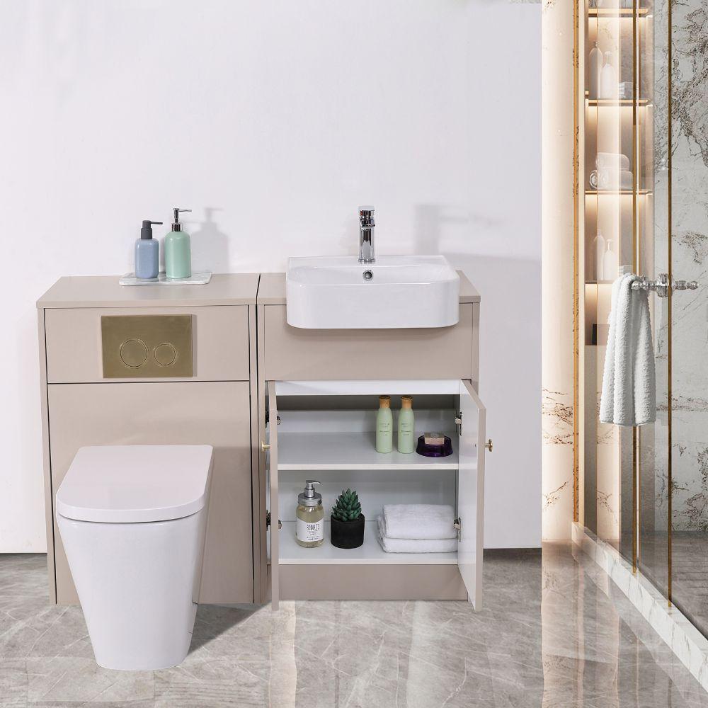 Manor Light Beige Combination Bathroom Suite - Vanity Unit with WC unit & Toilet - 1200mm