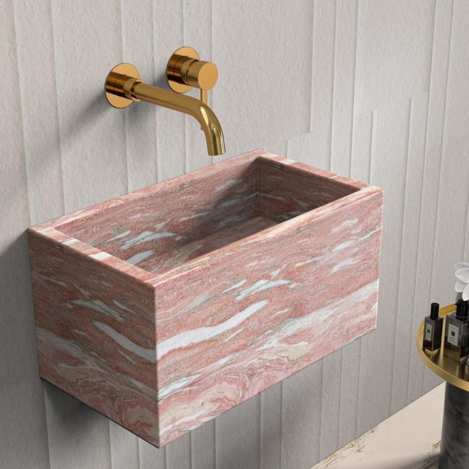 Rosa Norvegia Marble Wall Hung Basin - 300mm