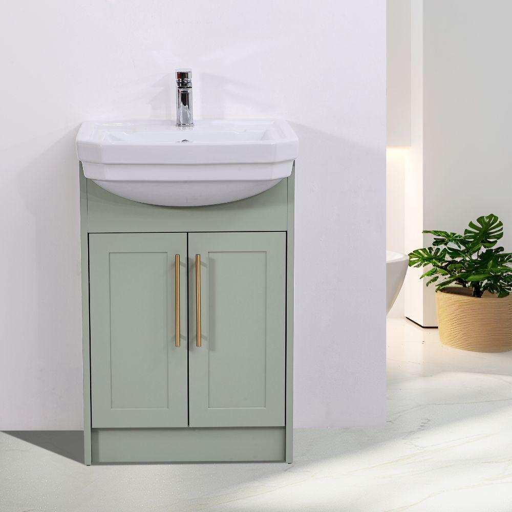 Imperial Sage Green Freestanding Vanity Unit - 600mm