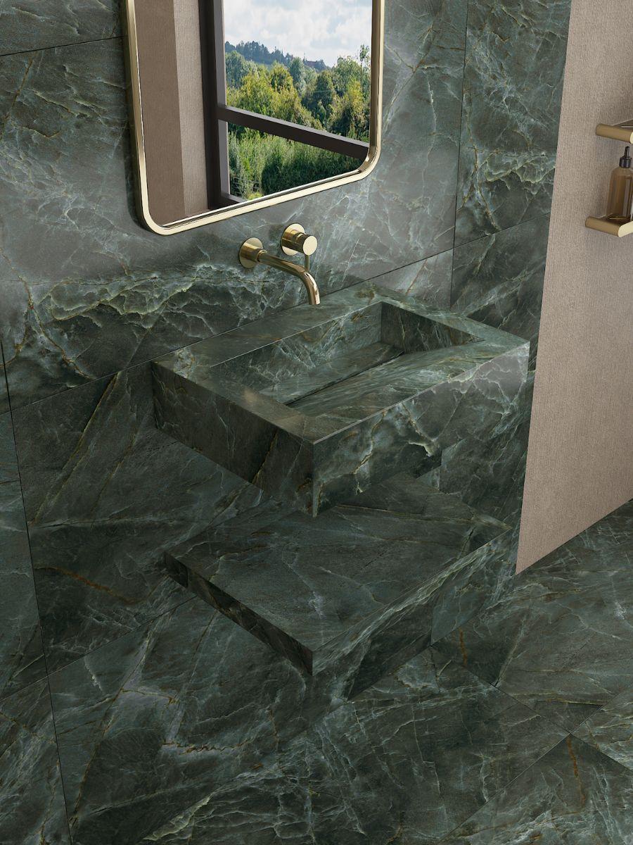 Manos Green Onyx Sink and Shelf - 600mm / 800mm