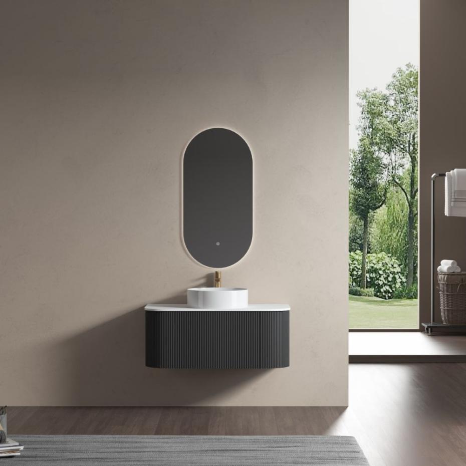 Bali Matt Black Vanity With Side Racks - 900mm