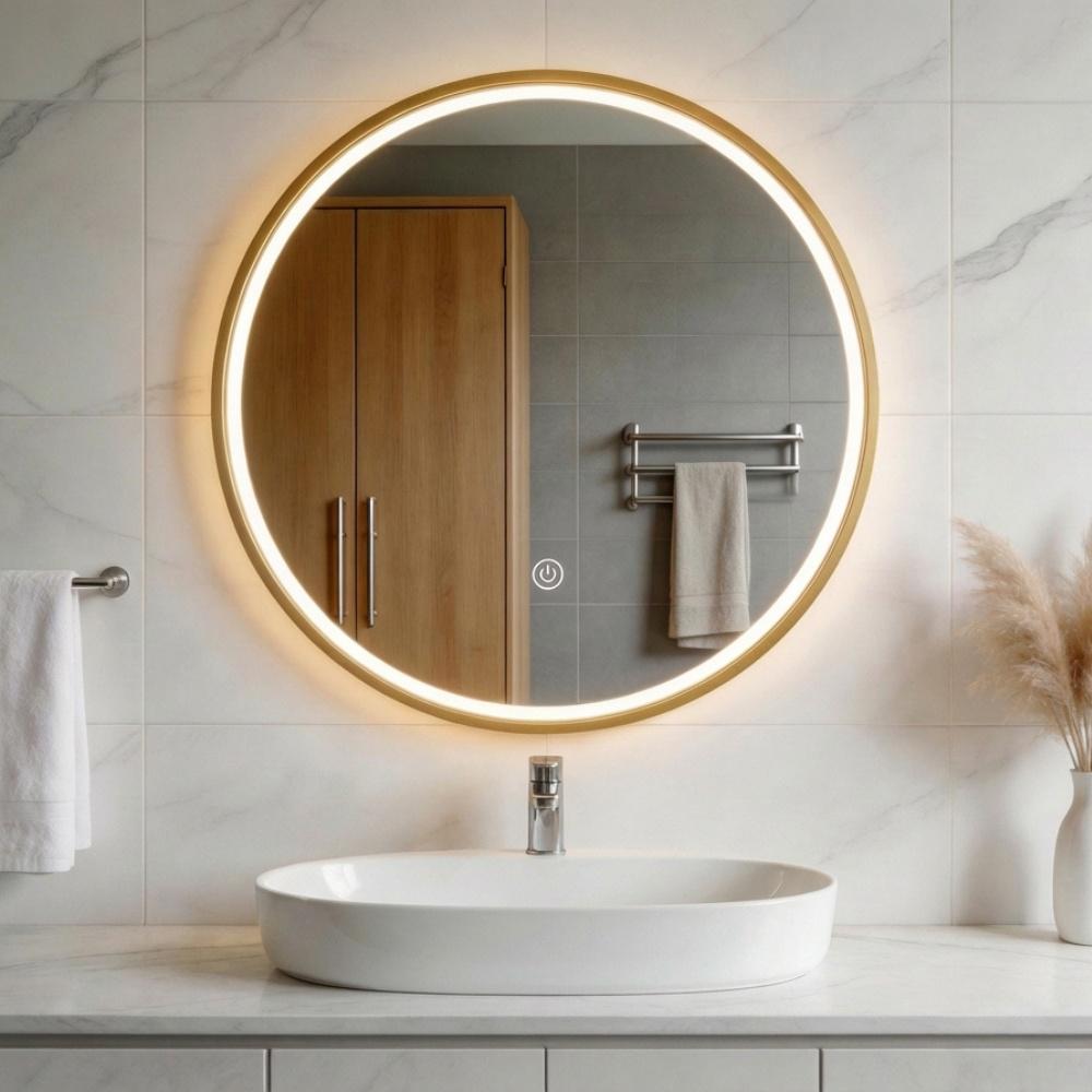 Garda Circular Brushed Gold Aluminium Frame LED Mirror