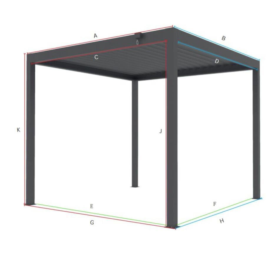 Shadow Nord Steel Pergola in Graphite Grey  - 3 x 4m Free Standing