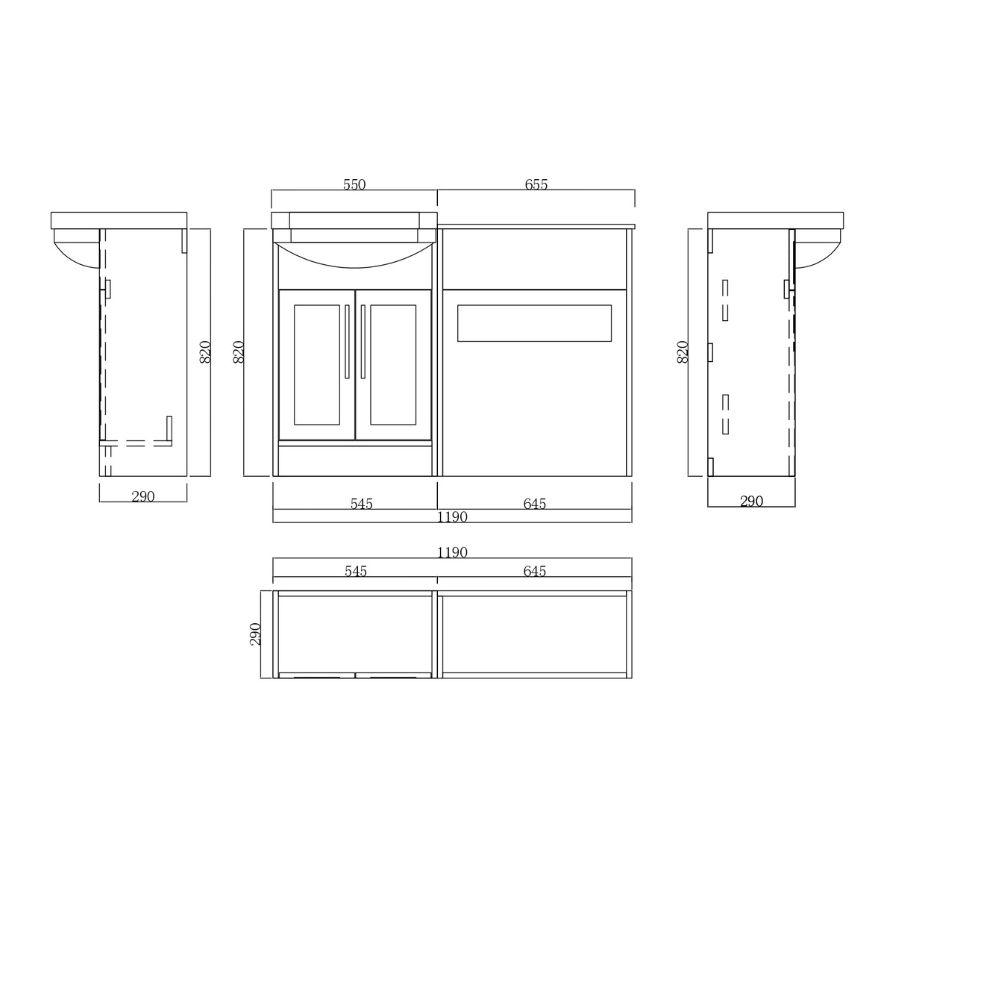 Imperial Light Beige Combination Bathroom Suite - Vanity Unit with WC unit & Toilet - 1200mm
