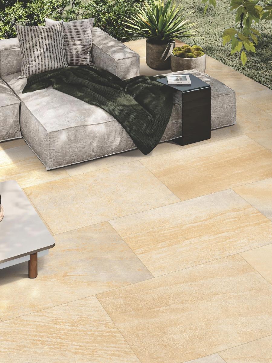 Grafiti Beige Outdoor Porcelain Paving Slabs - 900x600x20mm