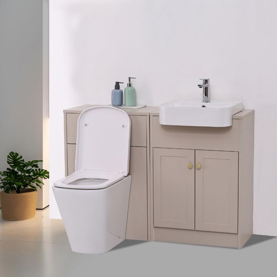 Manor Light Beige Combination Bathroom Suite - Vanity Unit with WC unit & Toilet - 1200mm