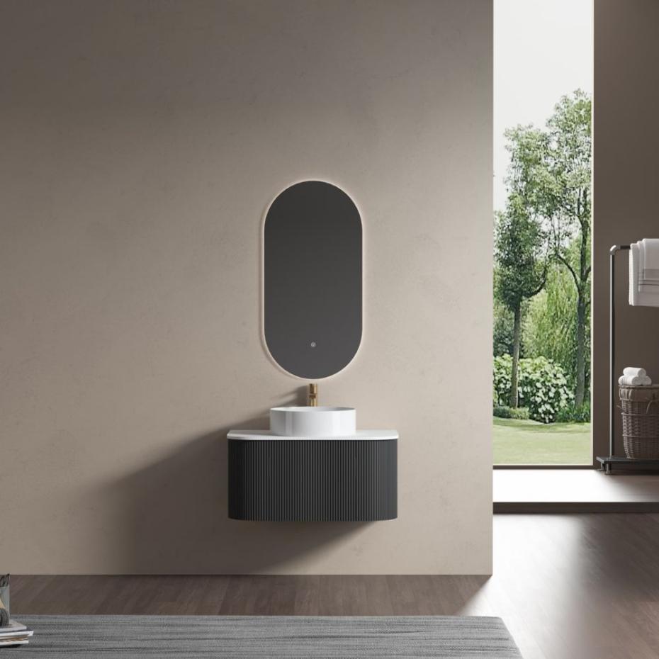 Bali Matt Black Vanity With Side Racks - 750mm