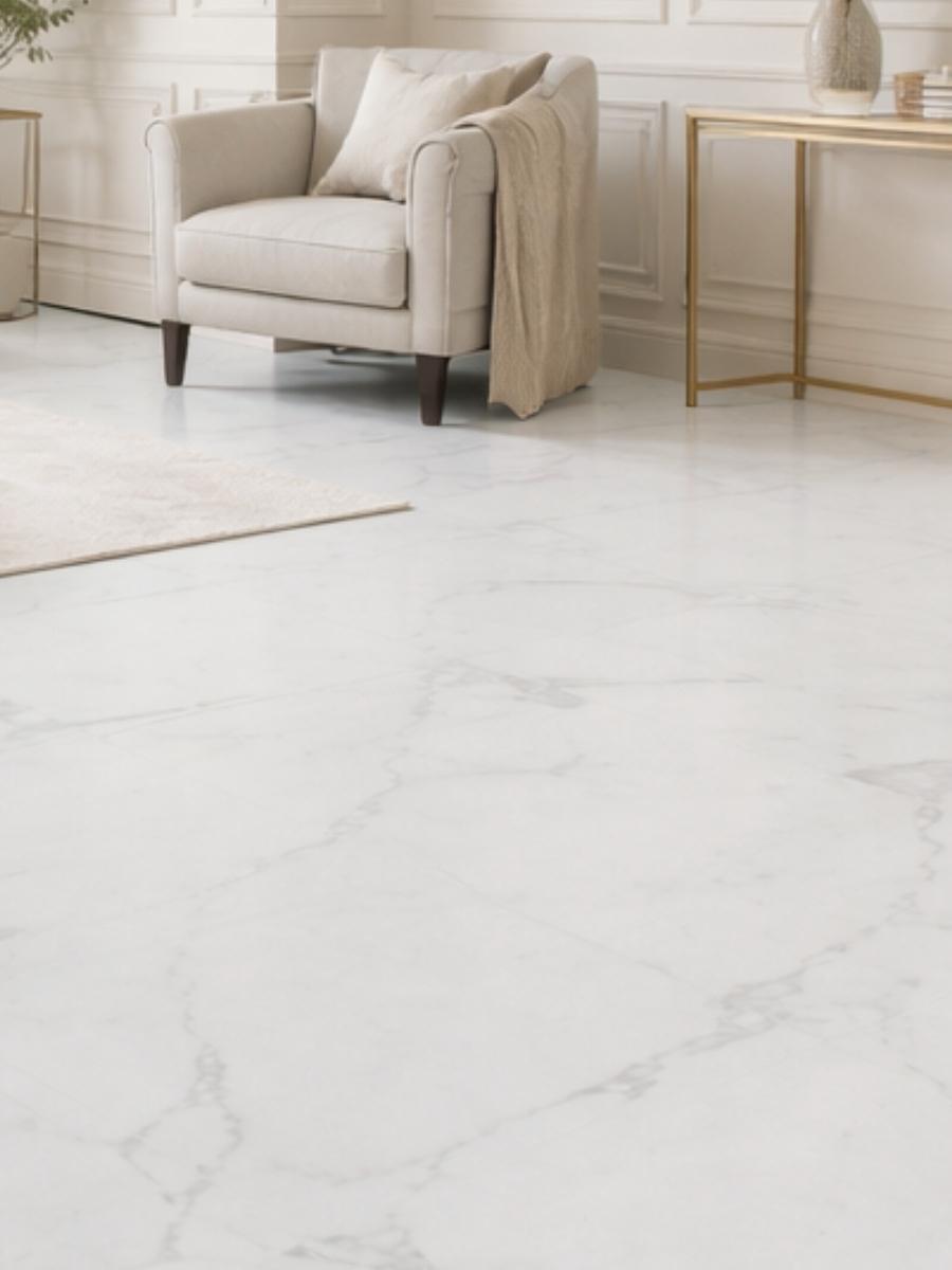 Carrara Heritage Marble Luxury Vinyl Flooring Tiles - 950x475x6mm
