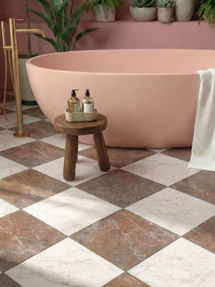 Majestic Rosso Italian Marble Effect Porcelain Tile - 300x300x9mm