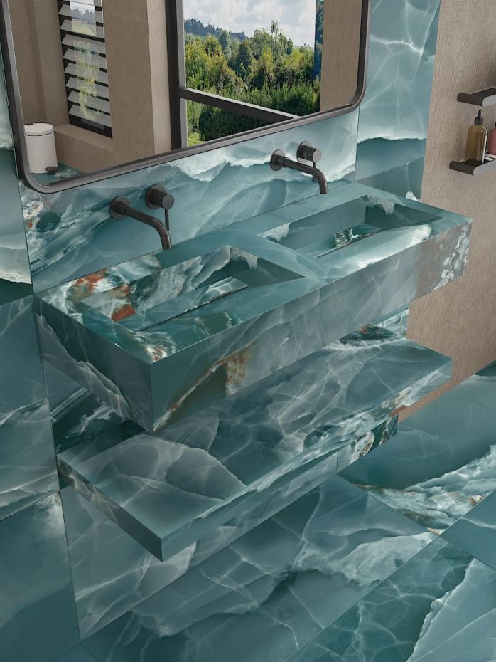 Onyx Turquoise Pulido Sink and Shelf - 1200mm