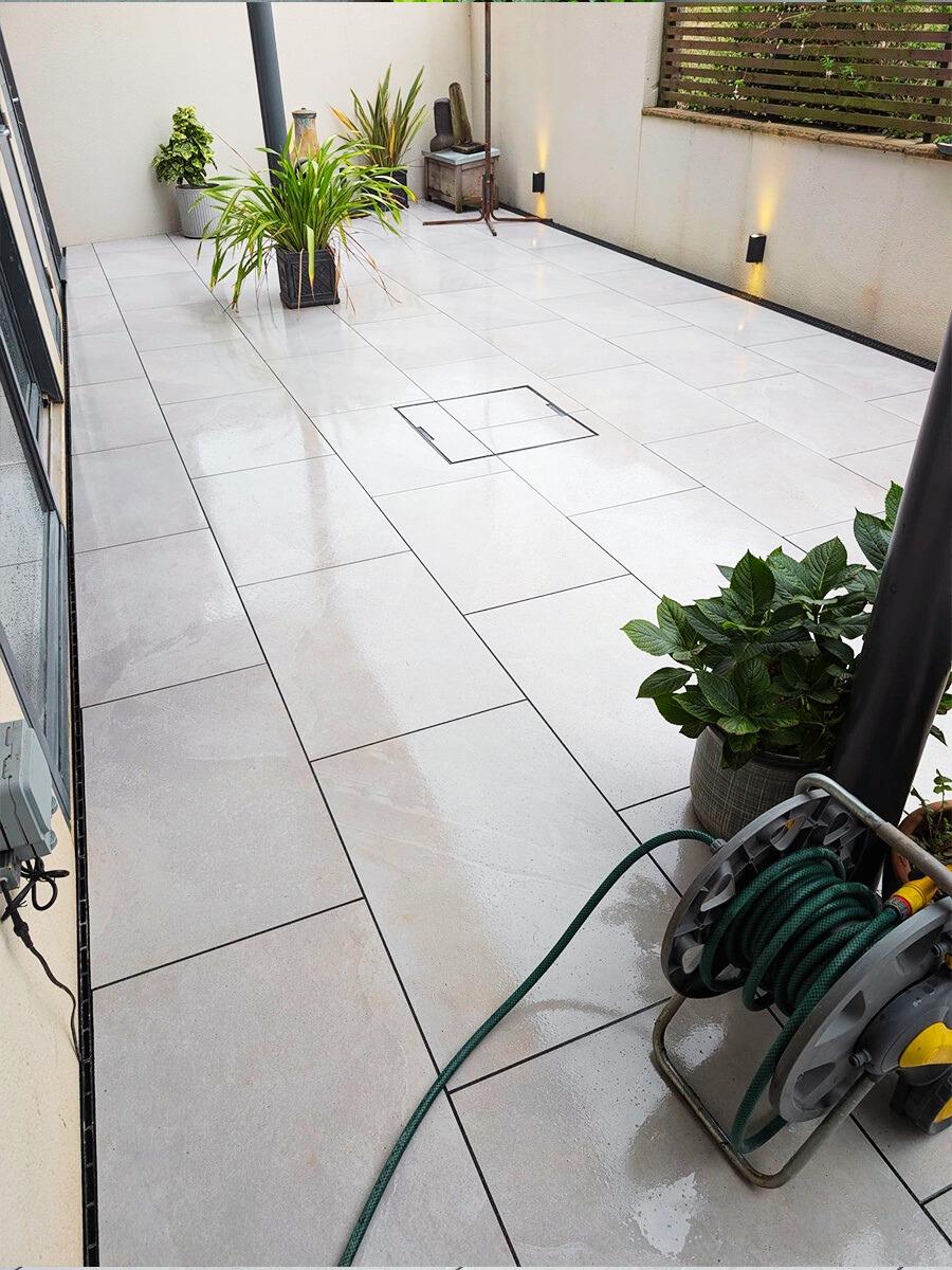 Victoria Grey Pearl Outdoor Porcelain Paving Slabs - 900x600x20mm