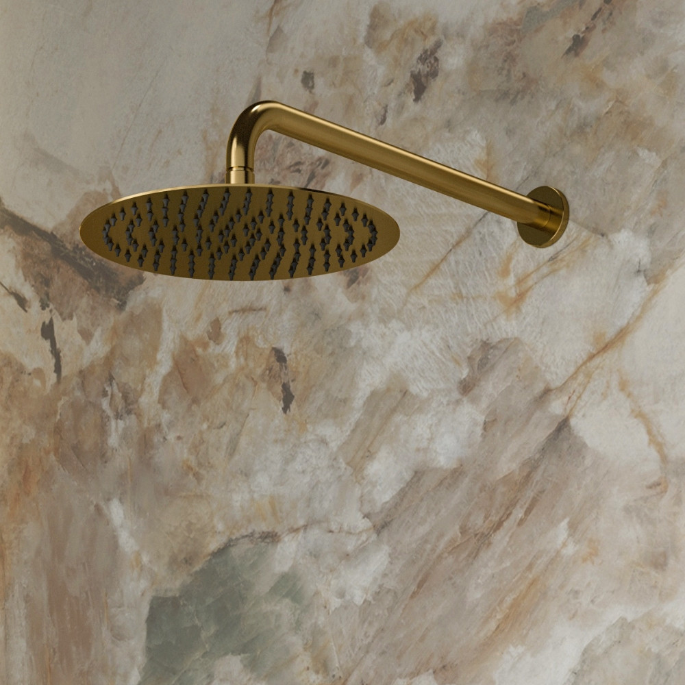 Amalfi Brush Gold Thermostatic Shower with Hand Held Shower Head