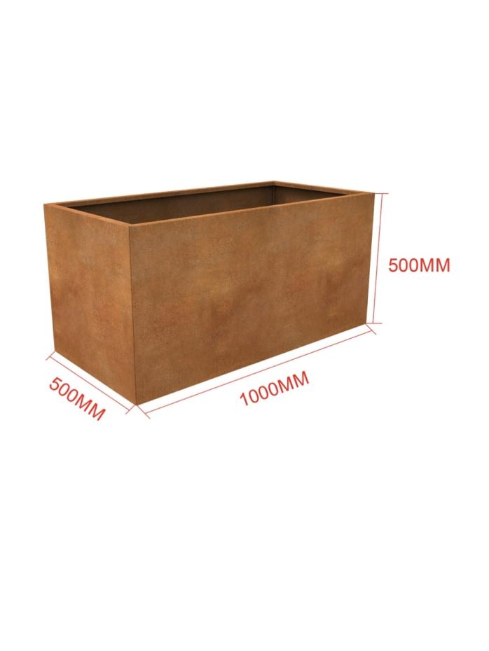 Corten Steel Planter - 1000x500x500mm - Pre-Rusted