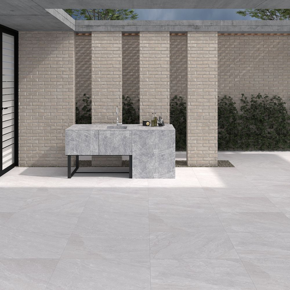 Valencia White Outdoor Porcelain Paving Slabs - 900x600x20mm