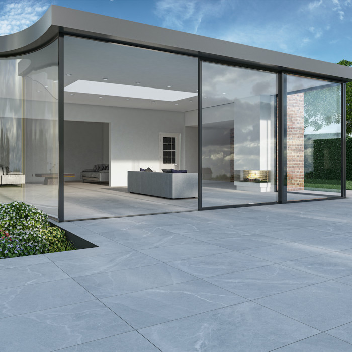 Roca White Outdoor Porcelain Slabs - 900x600x20mm