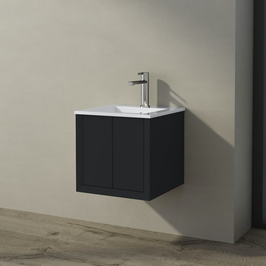 Vatican Matt Black Cloakroom Vanity - 400mm
