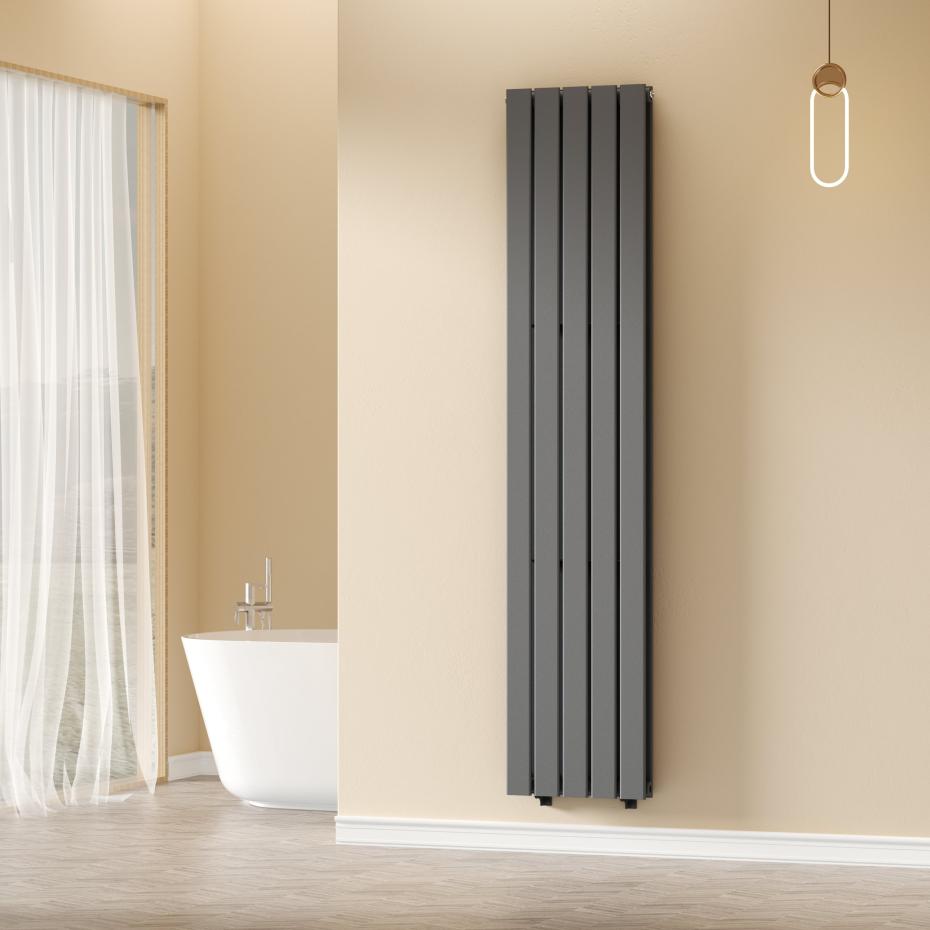 Boston Anthracite Double Panel Vertical Radiator - 1600x240mm