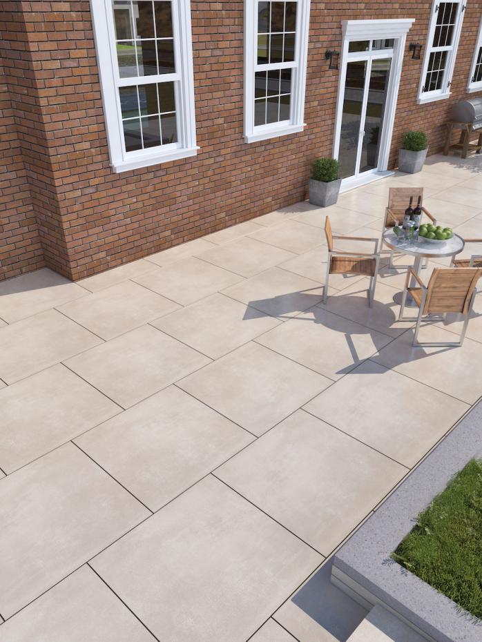 Larisa Beige King Size Outdoor Porcelain Tiles - 900x900x20mm