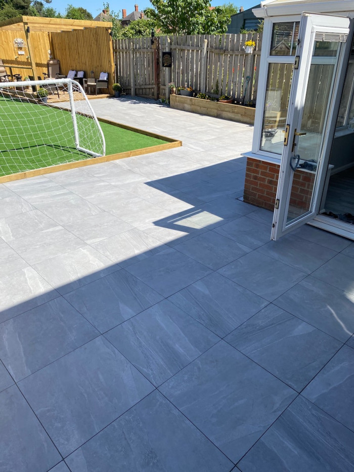 Warm Grey Virtue Outdoor Porcelain Paving Slabs 600x600 Pack