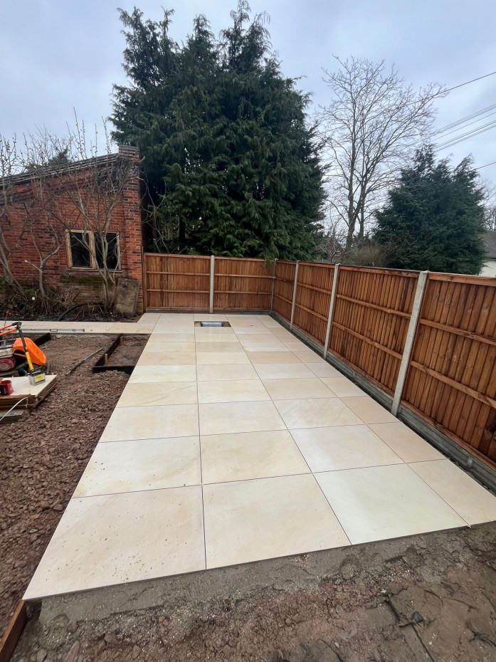 Beige Smooth Sandstone Effect Outdoor Porcelain Paving Slabs - 900x600x20mm