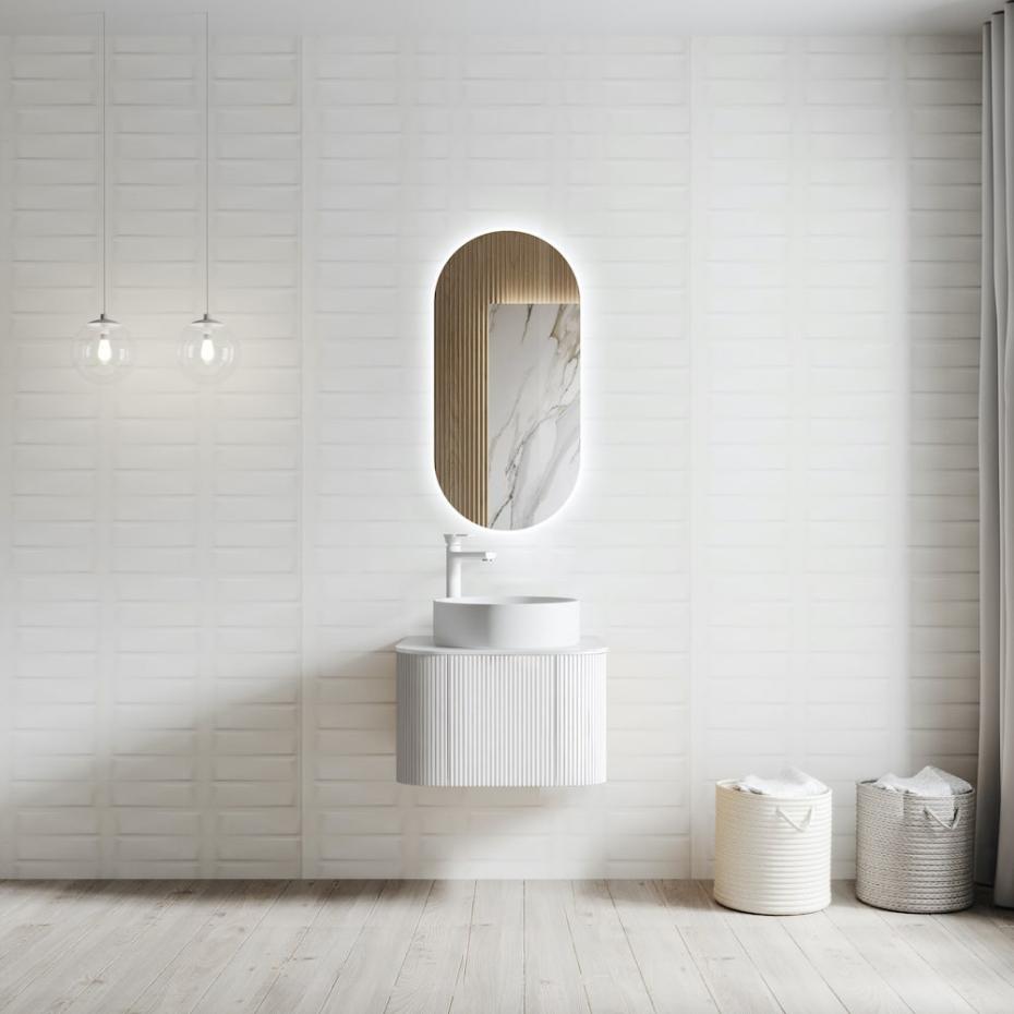 Bali Solid Wood Fluted White Vanity - 600mm