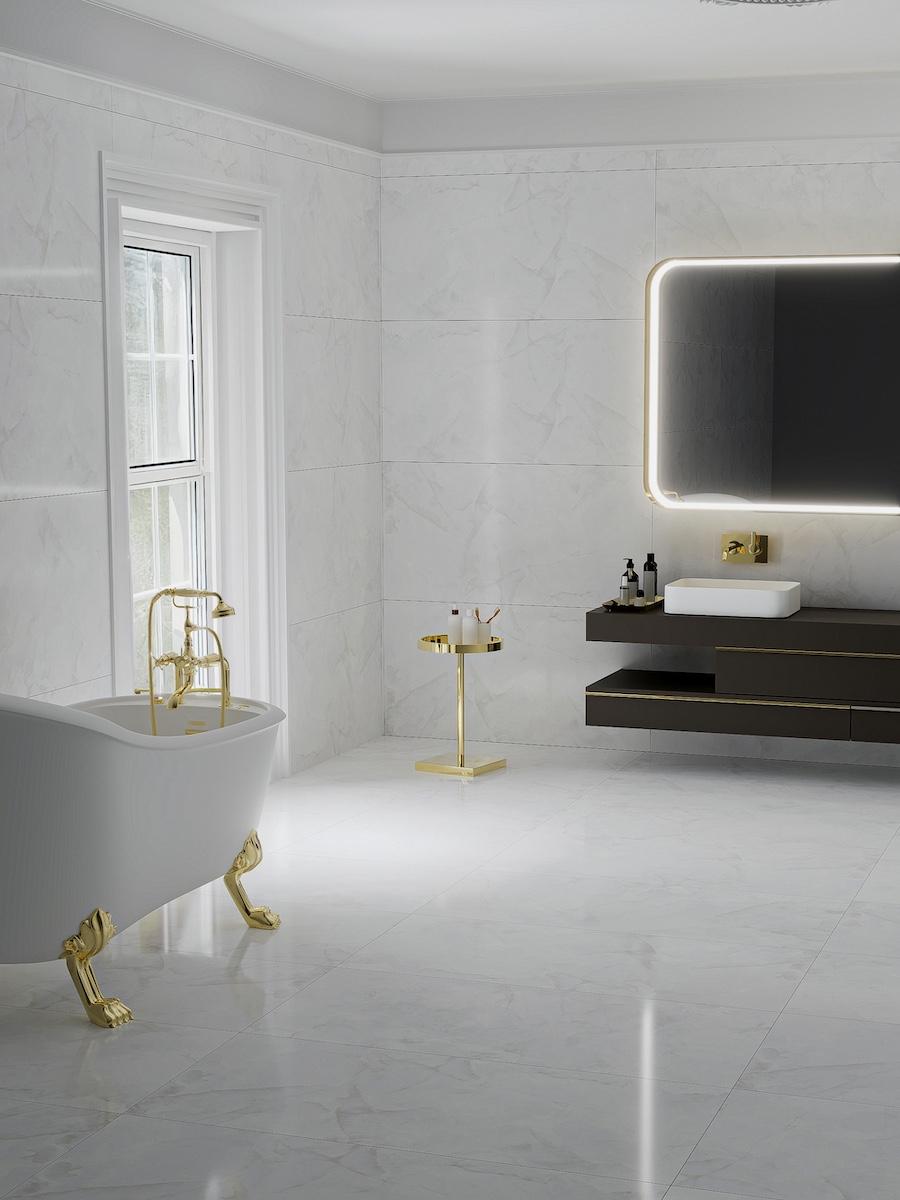 White Onyx Polished Porcelain Tile - 1200x600mm